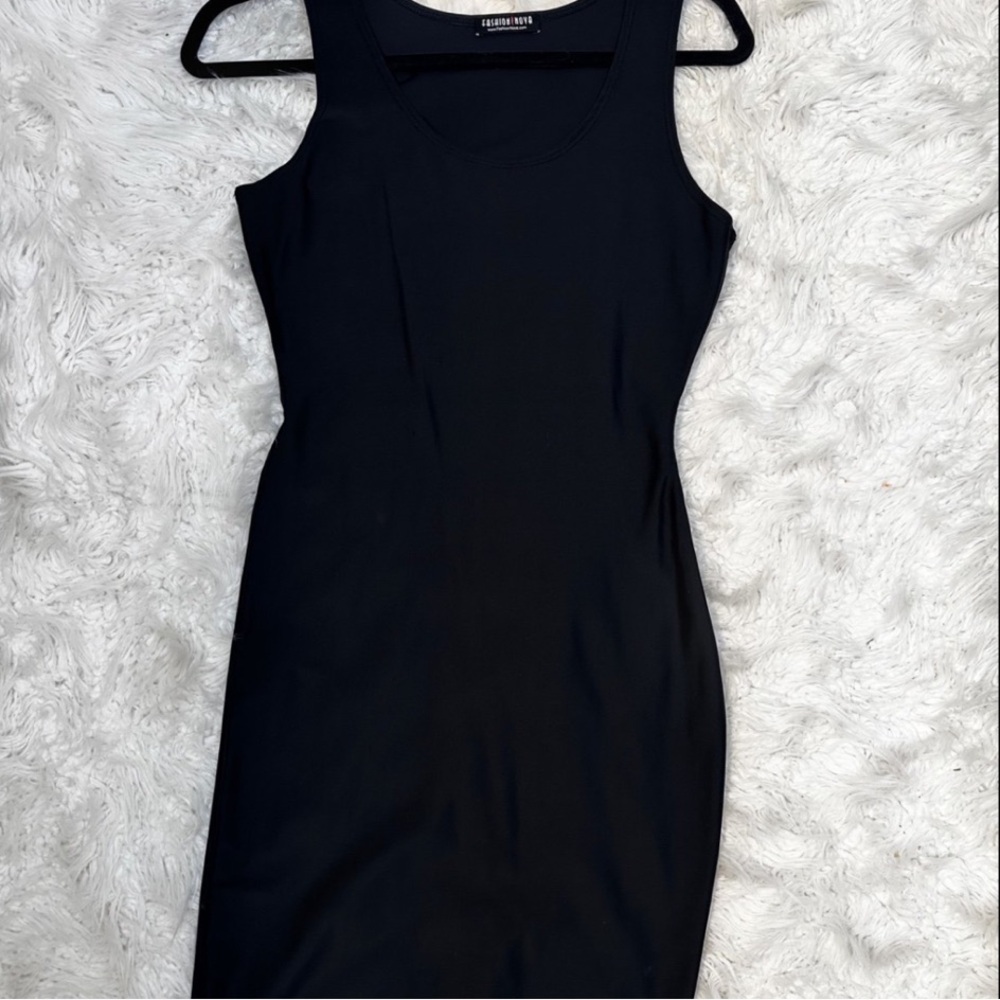 Forever 21 Black Sheath Midi Dress Square Neck Cocktail